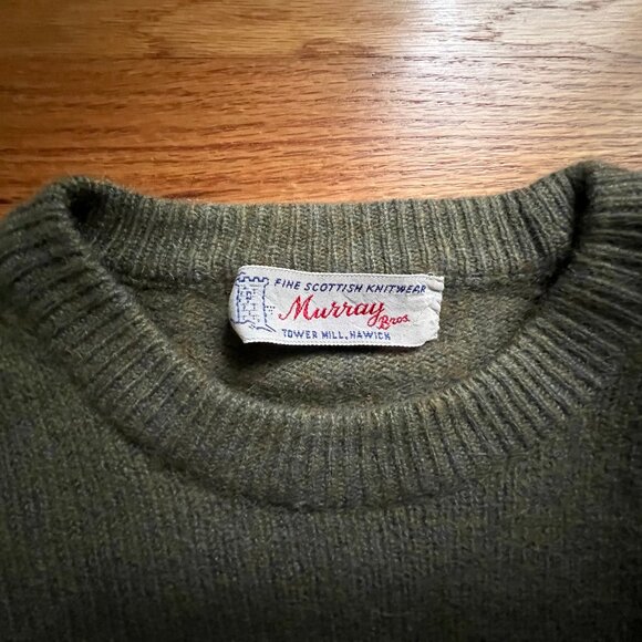 Vintage Murray Bros. XS-Small cashmere pullover Mossy Green sweater, Scotland - Picture 2 of 7